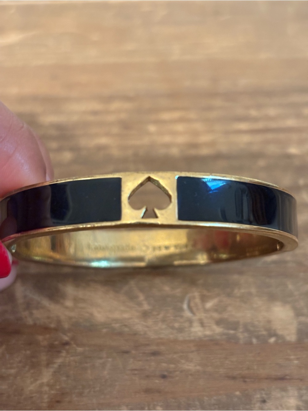 Kate Spade ♠️ Gold and Black Enamel Spade Bangle Bracelet